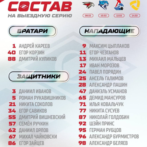 29 игроков «Спартака» – на заключительный выезд перед плей-офф!